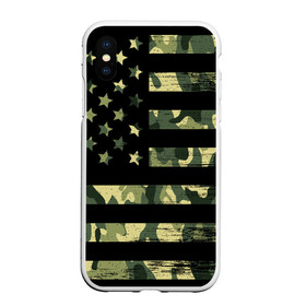 Чехол для iPhone XS Max матовый с принтом American Flag Camo в Екатеринбурге, Силикон | Область печати: задняя сторона чехла, без боковых панелей | Тематика изображения на принте: eagle | states | united | usa | армейские | армия | камуфляж | орел | служба | снайпер | соединенных | солдат | сша | форма | штатов