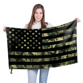 Флаг 3D с принтом American Flag Camo в Екатеринбурге, 100% полиэстер | плотность ткани — 95 г/м2, размер — 67 х 109 см. Принт наносится с одной стороны | eagle | states | united | usa | армейские | армия | камуфляж | орел | служба | снайпер | соединенных | солдат | сша | форма | штатов