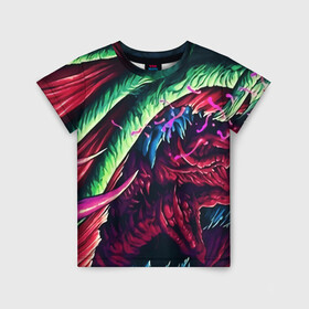 Детская футболка 3D с принтом HYPER BEAST в Екатеринбурге, 100% гипоаллергенный полиэфир | прямой крой, круглый вырез горловины, длина до линии бедер, чуть спущенное плечо, ткань немного тянется | Тематика изображения на принте: awp | counter strike | cs go | cs go global offensive | hyper beast | skin cs | team cs | команды cs | скины оружия | скоростной зверь | хайпер бист