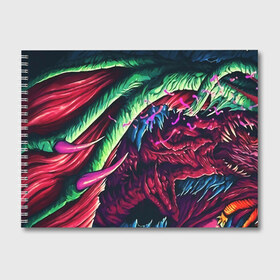 Альбом для рисования с принтом HYPER BEAST в Екатеринбурге, 100% бумага
 | матовая бумага, плотность 200 мг. | Тематика изображения на принте: awp | counter strike | cs go | cs go global offensive | hyper beast | skin cs | team cs | команды cs | скины оружия | скоростной зверь | хайпер бист