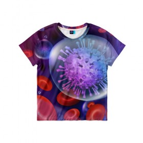 Детская футболка 3D с принтом Лейкоциты и клетка в Екатеринбурге, 100% гипоаллергенный полиэфир | прямой крой, круглый вырез горловины, длина до линии бедер, чуть спущенное плечо, ткань немного тянется | вены | внутренности | кровь | лейкоциты | медицина | операция | разрез | сердце | строение человека | ужас | ужасы | частицы