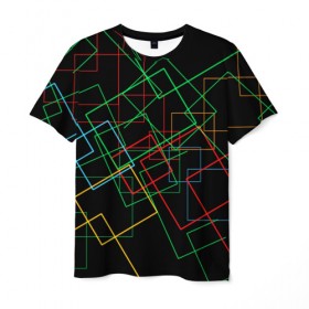 Мужская футболка 3D с принтом Линейная Абстракция в Екатеринбурге, 100% полиэфир | прямой крой, круглый вырез горловины, длина до линии бедер | Тематика изображения на принте: абстракция | линейная абстракция | линии | минимализм