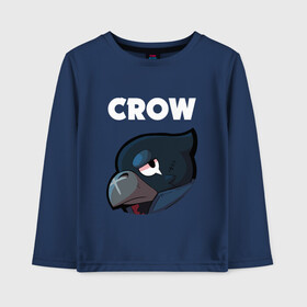 Детский лонгслив хлопок с принтом BRAWL STARS CROW в Екатеринбурге, 100% хлопок | круглый вырез горловины, полуприлегающий силуэт, длина до линии бедер | android | brawl stars | colt | crow | games | leon | penny | poco. | shelly | spike | wanted | брав | бравл старс | звезды | игры | мобильные игры | старс