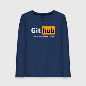 Женский лонгслив хлопок с принтом GitHub Fork Place в Екатеринбурге, 100% хлопок |  | git hub | github | it | кодинг