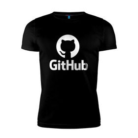 Мужская футболка премиум с принтом GitHub в Екатеринбурге, 92% хлопок, 8% лайкра | приталенный силуэт, круглый вырез ворота, длина до линии бедра, короткий рукав | Тематика изображения на принте: git hub | github | it | кодинг | программист