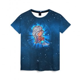 Женская футболка 3D с принтом Водолей в Екатеринбурге, 100% полиэфир ( синтетическое хлопкоподобное полотно) | прямой крой, круглый вырез горловины, длина до линии бедер | вселенная | гороскоп | знаки зодиака | зодиак | космос | медитация | планеты