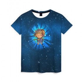 Женская футболка 3D с принтом Стрелец в Екатеринбурге, 100% полиэфир ( синтетическое хлопкоподобное полотно) | прямой крой, круглый вырез горловины, длина до линии бедер | вселенная | гороскоп | знаки зодиака | зодиак | космос | медитация | планеты