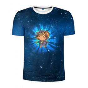 Мужская футболка 3D спортивная с принтом Стрелец в Екатеринбурге, 100% полиэстер с улучшенными характеристиками | приталенный силуэт, круглая горловина, широкие плечи, сужается к линии бедра | вселенная | гороскоп | знаки зодиака | зодиак | космос | медитация | планеты
