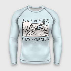 Мужской рашгард 3D с принтом STAY HYDRATED в Екатеринбурге,  |  | death | japan | skeleton | sport | vegan | water | yoga | веган | вегетарианство | вода | йога | скелет | спорт | хэллоуин | череп | япония