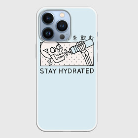Чехол для iPhone 13 Pro с принтом STAY HYDRATED в Екатеринбурге,  |  | death | japan | skeleton | sport | vegan | water | yoga | веган | вегетарианство | вода | йога | скелет | спорт | хэллоуин | череп | япония
