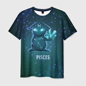 Мужская футболка 3D с принтом Рыбы в Екатеринбурге, 100% полиэфир | прямой крой, круглый вырез горловины, длина до линии бедер | Тематика изображения на принте: вселенная | гороскоп | знаки зодиака | зодиак | космос | медитация | планеты