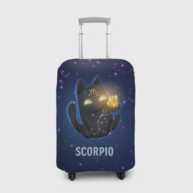 Чехол для чемодана 3D с принтом Скорпион в Екатеринбурге, 86% полиэфир, 14% спандекс | двустороннее нанесение принта, прорези для ручек и колес | вселенная | гороскоп | знаки зодиака | зодиак | космос | медитация | планеты