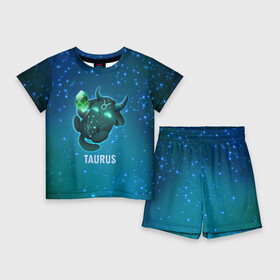 Детский костюм с шортами 3D с принтом Телец в Екатеринбурге,  |  | вселенная | гороскоп | знаки зодиака | зодиак | космос | медитация | планеты