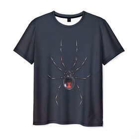 Мужская футболка 3D с принтом Каракурт в Екатеринбурге, 100% полиэфир | прямой крой, круглый вырез горловины, длина до линии бедер | marvel | spider | австралия | арахнофобия | вдова | кокон | красная | марвел | муха | насекомое | нить | паутина | полосы | сеть | спайдер | супергерой | тарантул | укус | фобия | черная | яд