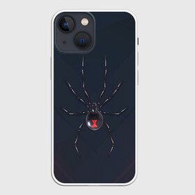 Чехол для iPhone 13 mini с принтом Каракурт в Екатеринбурге,  |  | Тематика изображения на принте: marvel | spider | австралия | арахнофобия | вдова | кокон | красная | марвел | муха | насекомое | нить | паутина | полосы | сеть | спайдер | супергерой | тарантул | укус | фобия | черная | яд