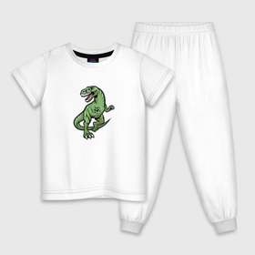 Детская пижама хлопок с принтом Динозавр в Екатеринбурге, 100% хлопок |  брюки и футболка прямого кроя, без карманов, на брюках мягкая резинка на поясе и по низу штанин
 | 