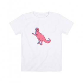 Детская футболка хлопок с принтом Динозавр в Екатеринбурге, 100% хлопок | круглый вырез горловины, полуприлегающий силуэт, длина до линии бедер | Тематика изображения на принте: динозавр | рисунок