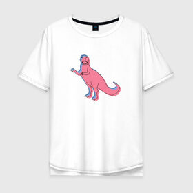 Мужская футболка хлопок Oversize с принтом Динозавр в Екатеринбурге, 100% хлопок | свободный крой, круглый ворот, “спинка” длиннее передней части | Тематика изображения на принте: динозавр | рисунок