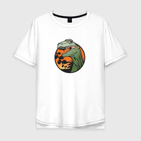 Мужская футболка хлопок Oversize с принтом Динозавр в Екатеринбурге, 100% хлопок | свободный крой, круглый ворот, “спинка” длиннее передней части | динозавр | рисунок