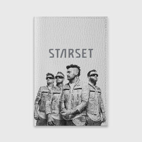 Обложка для паспорта матовая кожа с принтом Starset Band в Екатеринбурге, натуральная матовая кожа | размер 19,3 х 13,7 см; прозрачные пластиковые крепления | Тематика изображения на принте: logo | rock | starset | лого | рок | старсет