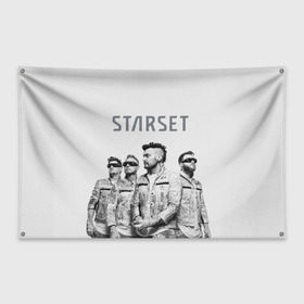 Флаг-баннер с принтом Starset Band в Екатеринбурге, 100% полиэстер | размер 67 х 109 см, плотность ткани — 95 г/м2; по краям флага есть четыре люверса для крепления | logo | rock | starset | лого | рок | старсет