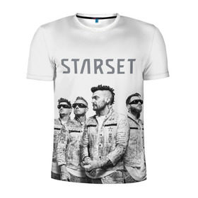 Мужская футболка 3D спортивная с принтом Starset Band в Екатеринбурге, 100% полиэстер с улучшенными характеристиками | приталенный силуэт, круглая горловина, широкие плечи, сужается к линии бедра | logo | rock | starset | лого | рок | старсет