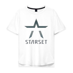 Мужская футболка хлопок Oversize с принтом Starset в Екатеринбурге, 100% хлопок | свободный крой, круглый ворот, “спинка” длиннее передней части | logo | rock | starset | лого | рок | старсет