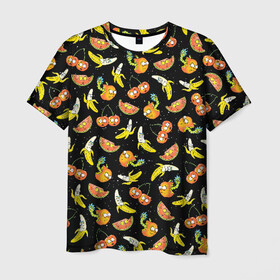 Мужская футболка 3D с принтом Рик и Морти фрукты в Екатеринбурге, 100% полиэфир | прямой крой, круглый вырез горловины, длина до линии бедер | vdzajul | морти | рик | рик и морти