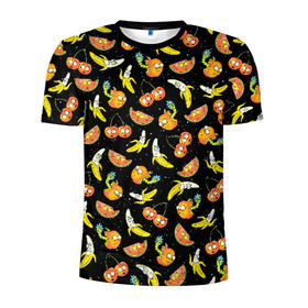 Мужская футболка 3D спортивная с принтом Рик и Морти фрукты в Екатеринбурге, 100% полиэстер с улучшенными характеристиками | приталенный силуэт, круглая горловина, широкие плечи, сужается к линии бедра | vdzajul | морти | рик | рик и морти