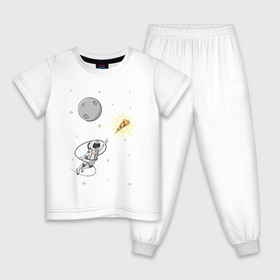 Детская пижама хлопок с принтом Пиццанавт в Екатеринбурге, 100% хлопок |  брюки и футболка прямого кроя, без карманов, на брюках мягкая резинка на поясе и по низу штанин
 | астронавт | графика | еда | звезды | космонавт | космос | луна | пицца | рисунок