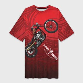 Платье-футболка 3D с принтом Vintage chopper motorcycle в Екатеринбурге,  |  | bike | crash | drift | extreme | jawa | motor cycle | motorbike | motorcycle | race | racing | rally | turbo | автомобил | быстрый | классика | мотоцикл | скремблер | экстрим