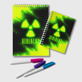 Блокнот с принтом S T A L K E R 2 в Екатеринбурге, 100% бумага | 48 листов, плотность листов — 60 г/м2, плотность картонной обложки — 250 г/м2. Листы скреплены удобной пружинной спиралью. Цвет линий — светло-серый
 | bandit | chernobyl | pripyat | s.t.a.l.k.e.r. 2 | shadow of chernobyl | stalker | stalker 2 | бандиты | меченый | припять | сталкер | сталкер 2 | тени чернобыля | чернобыль | чистое небо