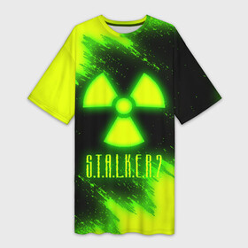 Платье-футболка 3D с принтом S.T.A.L.K.E.R. 2 в Екатеринбурге,  |  | bandit | chernobyl | pripyat | s.t.a.l.k.e.r. 2 | shadow of chernobyl | stalker | stalker 2 | бандиты | меченый | припять | сталкер | сталкер 2 | тени чернобыля | чернобыль | чистое небо