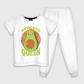 Детская пижама хлопок с принтом Авокадо Королева в Екатеринбурге, 100% хлопок |  брюки и футболка прямого кроя, без карманов, на брюках мягкая резинка на поясе и по низу штанин
 | avocado | queen | авокадо | королева | королевы | надписи | надпись