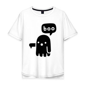 Мужская футболка хлопок Oversize с принтом Boo в Екатеринбурге, 100% хлопок | свободный крой, круглый ворот, “спинка” длиннее передней части | 19 | 2019 | boo | ghost | halloween | бу | ведьма | зло | картинка | нечисть | приведение | призрак | прикольная | тыква | тьма | ужас | хелловин | хеллоувин | хэллоуин