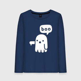 Женский лонгслив хлопок с принтом Boo в Екатеринбурге, 100% хлопок |  | 19 | 2019 | boo | ghost | halloween | бу | ведьма | зло | картинка | нечисть | приведение | призрак | прикольная | тыква | тьма | ужас | хелловин | хеллоувин | хэллоуин