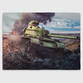 Плед 3D с принтом ТАНКИСТ Т-34 в Екатеринбурге, 100% полиэстер | закругленные углы, все края обработаны. Ткань не мнется и не растягивается | game | tank | war | боевой танк | война | выстрел | дым | игра | искры | огонь | пламя | танк | танки | танкист | техника