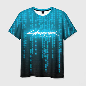 Мужская футболка 3D с принтом CYBERPUNK 2077 в Екатеринбурге, 100% полиэфир | прямой крой, круглый вырез горловины, длина до линии бедер | 2077 | cyberpunk 2020 | cyberpunk 2077 | cyberpunk 2077 samurai | cyberpunk city | кибер панк. | киберпанк | киберпанк 2077