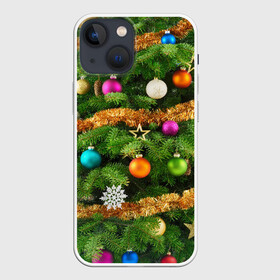 Чехол для iPhone 13 mini с принтом Живая новогодняя ёлка в Екатеринбурге,  |  | гирлянда | елка | ёлочные игрушки | ель | конфетти | мишура | новый год | пихта | снежинки | украшения | хвоя
