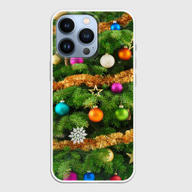 Чехол для iPhone 13 Pro с принтом Живая новогодняя ёлка в Екатеринбурге,  |  | Тематика изображения на принте: гирлянда | елка | ёлочные игрушки | ель | конфетти | мишура | новый год | пихта | снежинки | украшения | хвоя