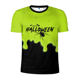 Мужская футболка 3D спортивная с принтом Happy Halloween в Екатеринбурге, 100% полиэстер с улучшенными характеристиками | приталенный силуэт, круглая горловина, широкие плечи, сужается к линии бедра | ghost | halloween | ведьма | джек | дух | кельты | монстр | нечисть | паук | паутина | праздник | привидение | призрак | пугало | тень | тыква | хеллоуин | хэллоуин