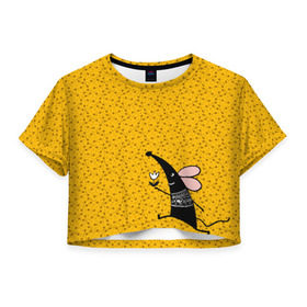 Женская футболка Cropp-top с принтом Крыса в Екатеринбурге, 100% полиэстер | круглая горловина, длина футболки до линии талии, рукава с отворотами | 