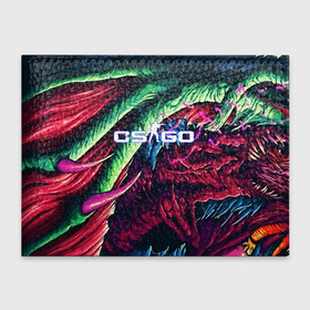 Обложка для студенческого билета с принтом CS:GO HYPER BEAST в Екатеринбурге, натуральная кожа | Размер: 11*8 см; Печать на всей внешней стороне | Тематика изображения на принте: awp | counter strike | cs go | cs go global offensive | hyper beast | skin cs | team cs | команды cs | скины оружия | скоростной зверь | хайпер бист