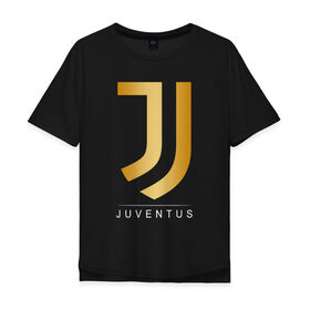 Мужская футболка хлопок Oversize с принтом JUVENTUS GOLDEN LOGO в Екатеринбурге, 100% хлопок | свободный крой, круглый ворот, “спинка” длиннее передней части | cr7 | juve | juventus | ronaldo | роналдо | ювентус