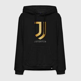 Мужская толстовка с принтом JUVENTUS GOLDEN LOGO в Екатеринбурге, френч-терри, мягкий теплый начес внутри (100% хлопок) | карман-кенгуру, эластичные манжеты и нижняя кромка, капюшон с подкладом и шнурком | cr7 | juve | juventus | ronaldo | роналдо | ювентус