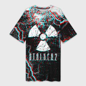 Платье-футболка 3D с принтом S.T.A.L.K.E.R. 2 GLITCH в Екатеринбурге,  |  | bandit | chernobyl | pripyat | s.t.a.l.k.e.r. 2 | shadow of chernobyl | stalker | stalker 2 | бандиты | меченый | припять | сталкер | сталкер 2 | тени чернобыля | чернобыль | чистое небо