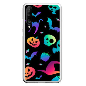 Чехол для Honor P30 с принтом Rainbow Halloween в Екатеринбурге, Силикон | Область печати: задняя сторона чехла, без боковых панелей | diy | ghost | halloween | horror | makeup | scary | trick or treat | вампир | ведьма | кошка | луна | магия | новинки | ночь | тыква | хэллоуин