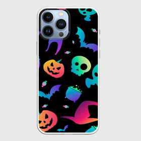 Чехол для iPhone 13 Pro Max с принтом RAINBOW HALLOWEEN | ХЭЛЛУИН в Екатеринбурге,  |  | diy | ghost | halloween | horror | makeup | scary | trick or treat | вампир | ведьма | кошка | луна | магия | новинки | ночь | тыква | хэллоуин