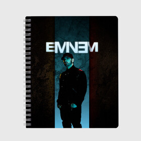 Тетрадь с принтом Eminem в Екатеринбурге, 100% бумага | 48 листов, плотность листов — 60 г/м2, плотность картонной обложки — 250 г/м2. Листы скреплены сбоку удобной пружинной спиралью. Уголки страниц и обложки скругленные. Цвет линий — светло-серый
 | Тематика изображения на принте: emenem | eminem | hip hop | hiphop | kamikaze | marshal mathers | marshall | marshall mathers | rap | rap god | revival | slim shadi | slim shady | venom | еминем | олдскул | реп | рэп | хипхоп | эминем