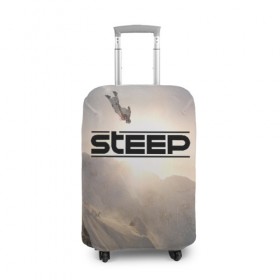 Чехол для чемодана 3D с принтом Steep в Екатеринбурге, 86% полиэфир, 14% спандекс | двустороннее нанесение принта, прорези для ручек и колес | steep | горы | зима | игра steep | снег | спорт
